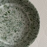2 green speckled ramekins.