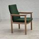 1980s, Danish armchair by Høng Stole, green furniture wool, oak wood.