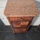 Louis XV style secretary with marquetry and marble top.