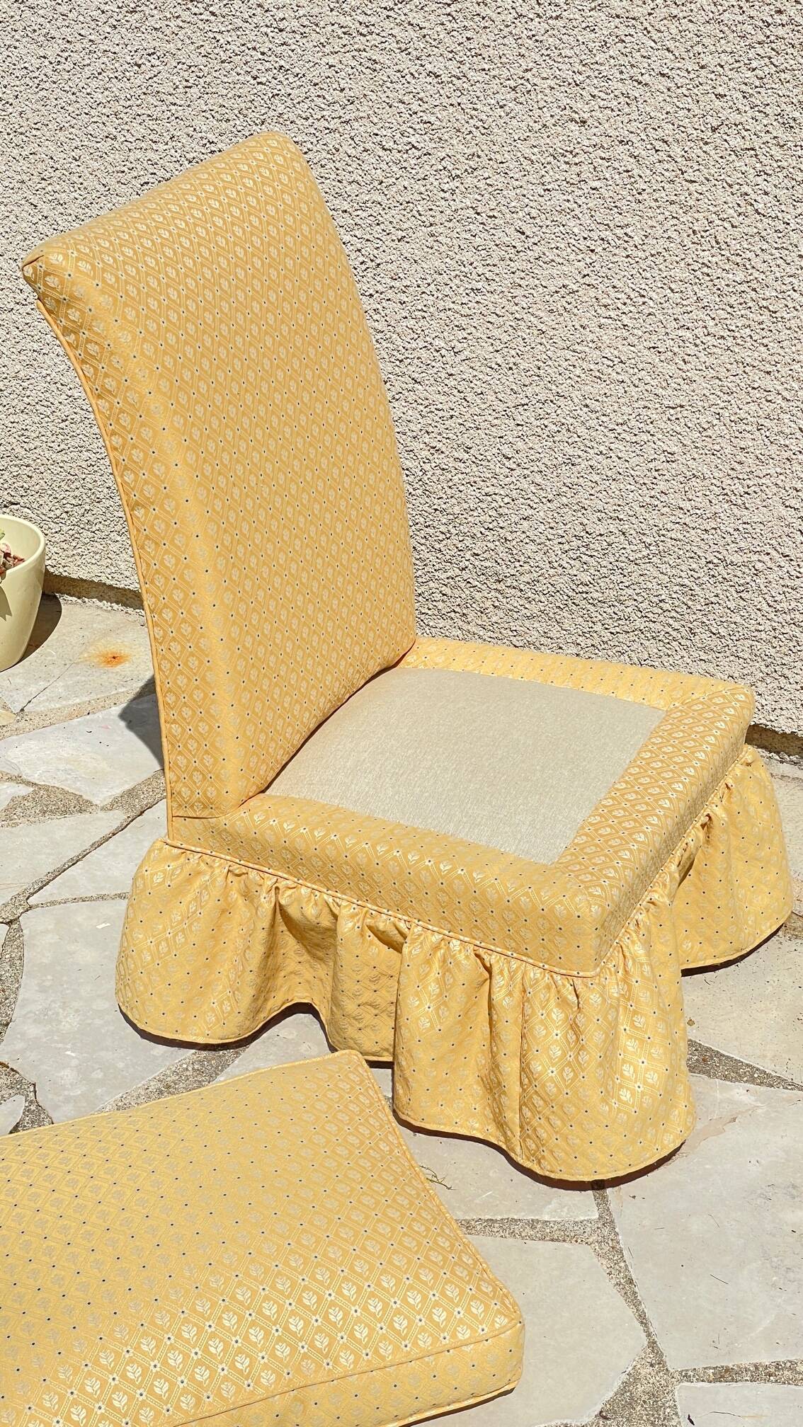 Vintage upholstered fabric toad armchair