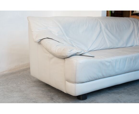 Lounge White Leather Sofa Mid Century, White Modern Leather Sofa