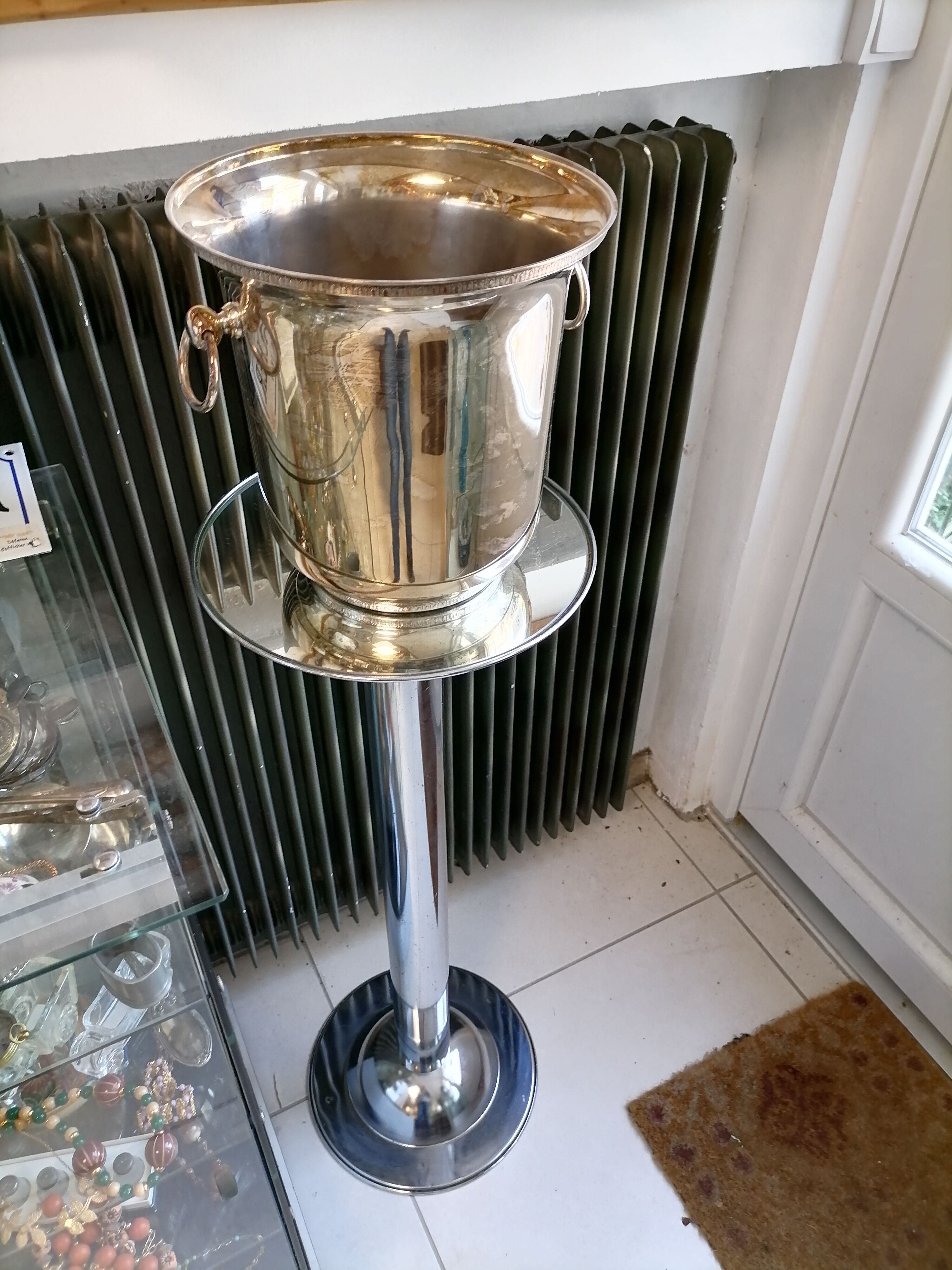 Silver metal champagne bucket