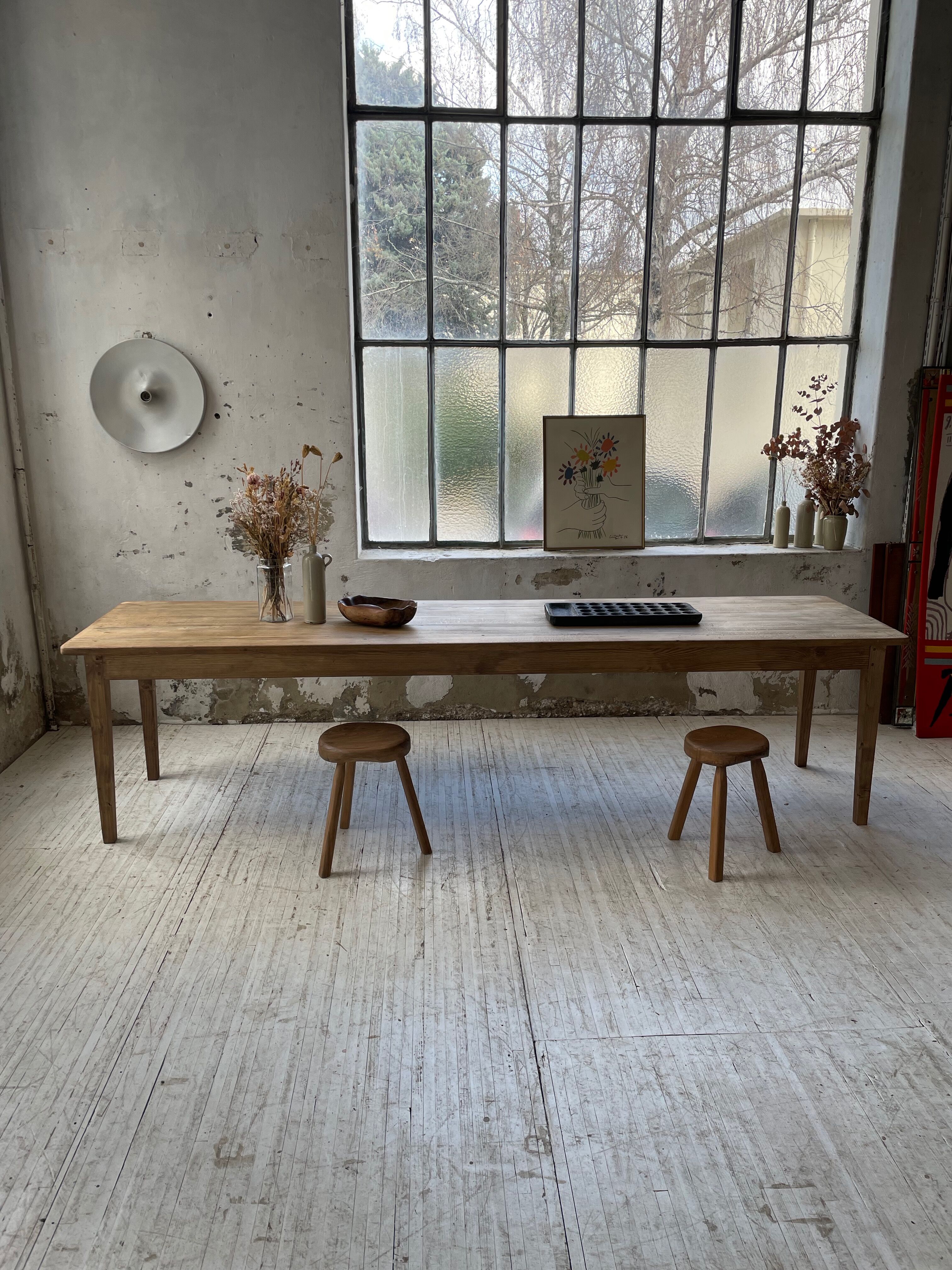 XL farmhouse table in beech and pine 3m
