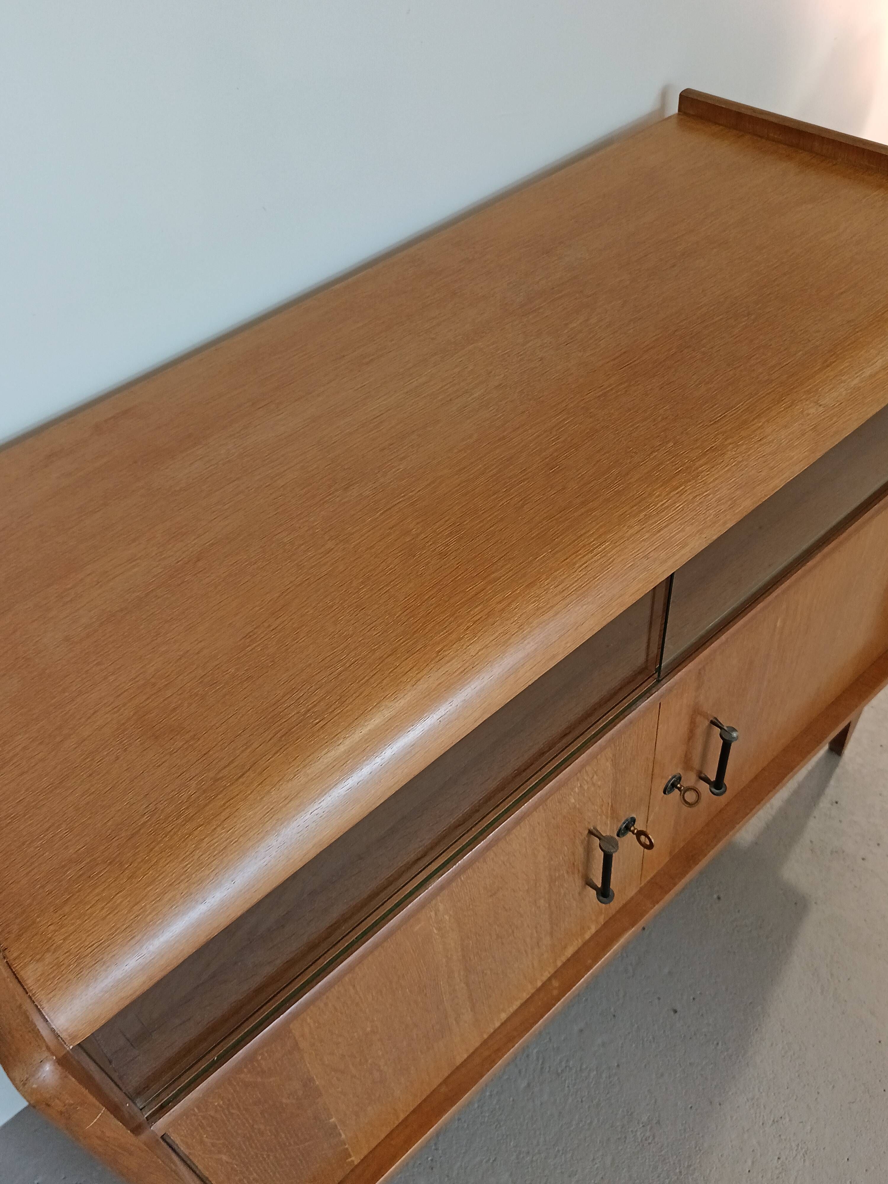 Vintage glass front sideboard from the 1950s - 1960s