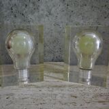 Pair of Pierre Giraudon resin inclusions bulbs