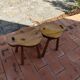 Pair of vintage 1960s solid pine ovoid Scandinavian stools