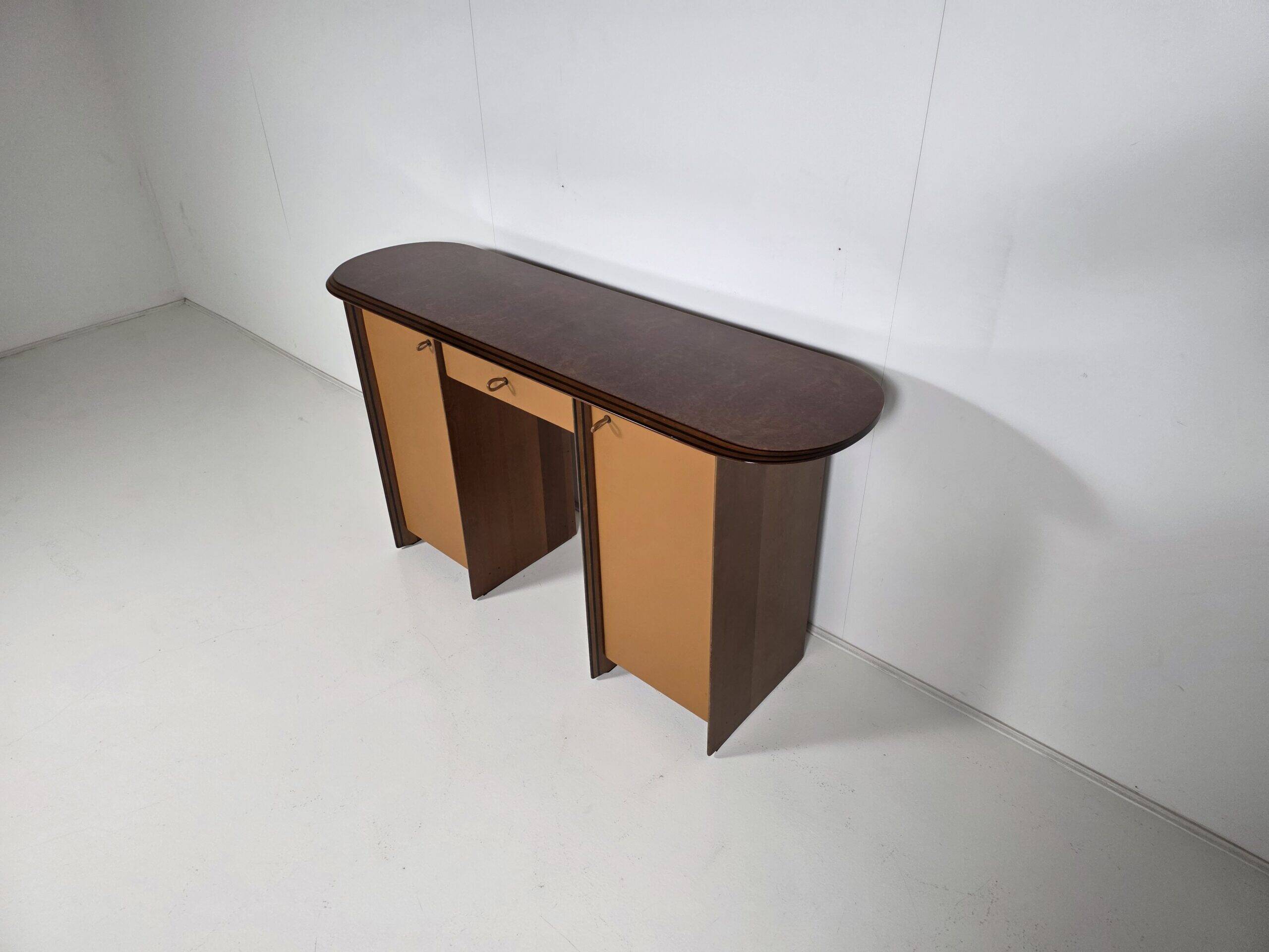 Artona cabinet/desk in walnut and burlwood, Maxalto, Italy, 1970s