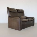 Canapé de brun leater côté poche deux places