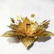 Vintage gold leaf metal flower wall light Florentine wall sconce