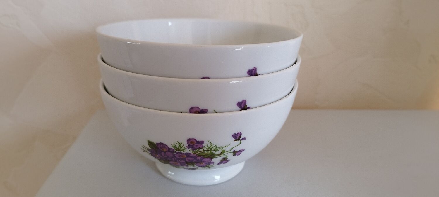 Set of 3 purple bowls