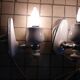 Pair of chrome and white ceramic wall lights