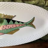 Large Gien fish dish, Halong Bay model