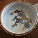 3 ceramic casserole dishes with blue and brown branch pattern