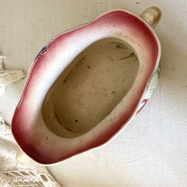 Vases en barbotine art nouveau, ancienne garniture de cheminée