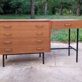 Vintage Scandinavian-style dressing table and chest of drawers by Claude Vassal, available at Magasins Pilotes.