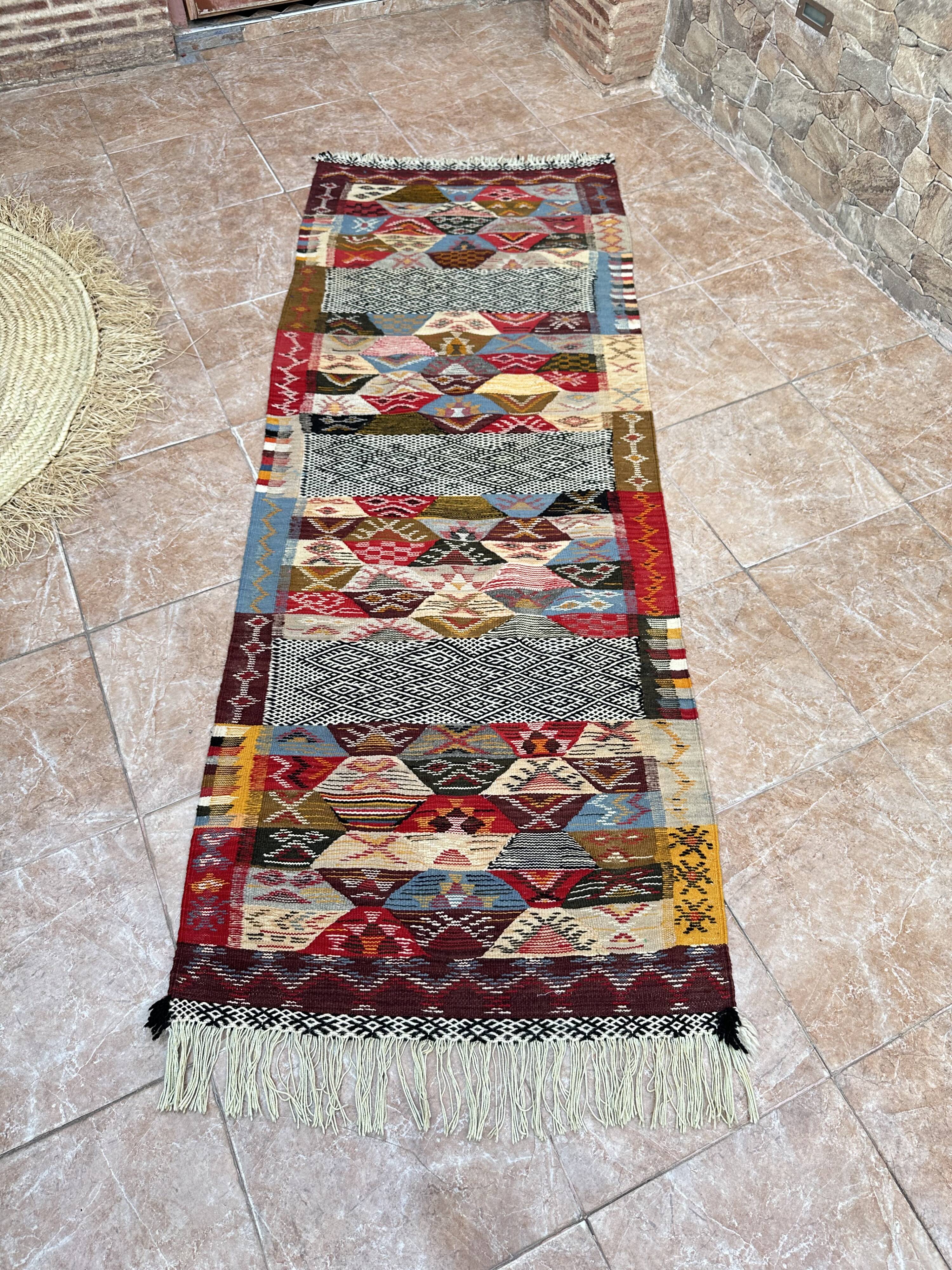 Contemporary Kilim Rug - Taznakht Kilim runner - runner - Unique runner rug - Berber rug