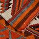Orange & Brown Vintage Kilim Runner Rug, Oriental Pattern Hallway Carpet