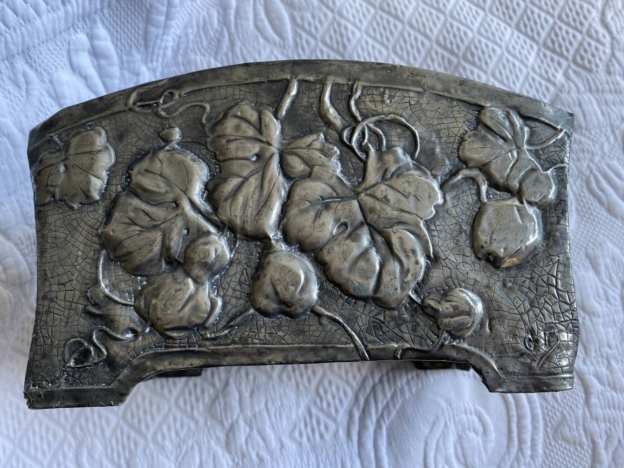 Tin planter pushed back Art Nouveau late nineteenth early twentieth century