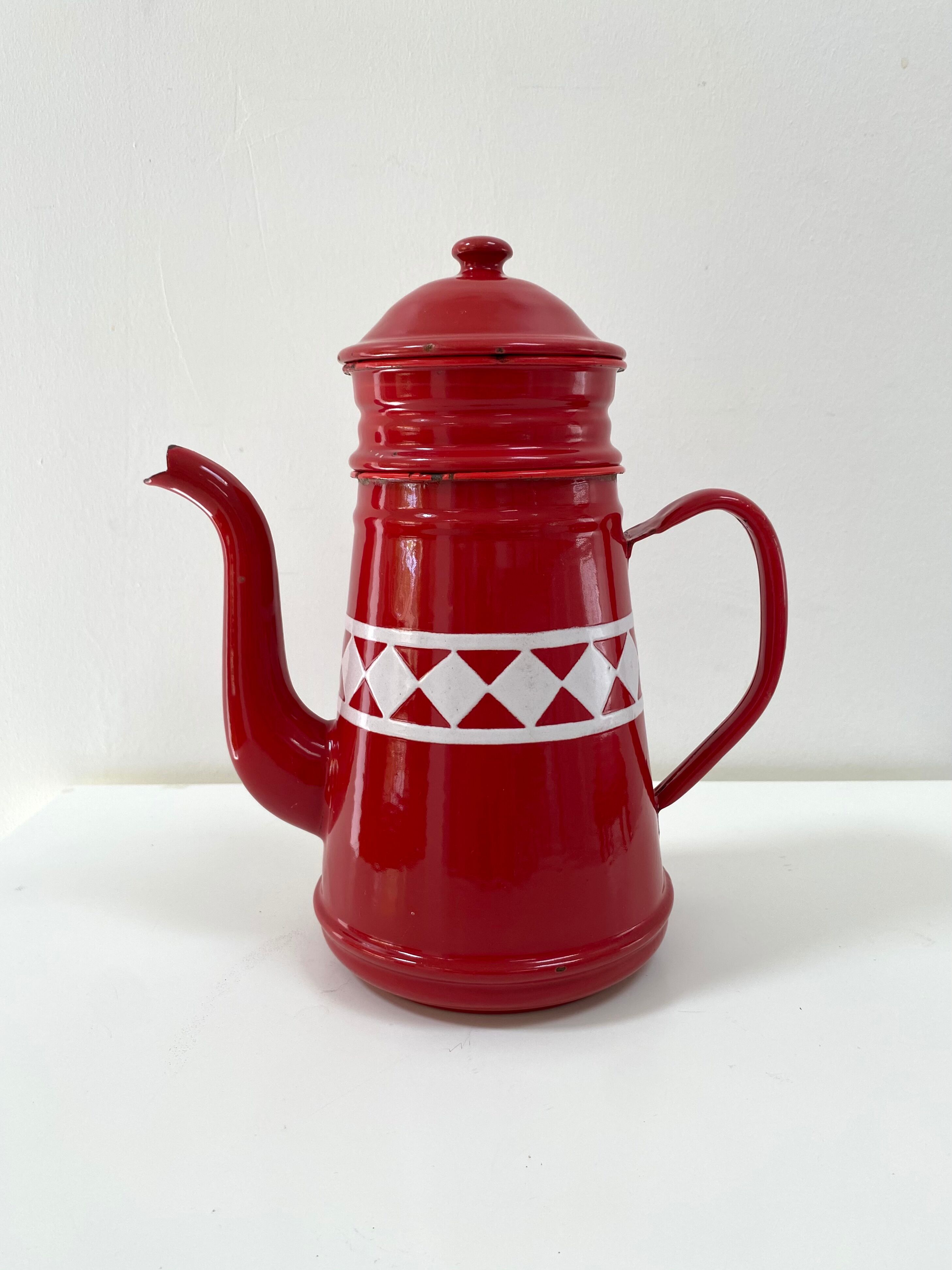 Old enamelled coffee maker from the 60s