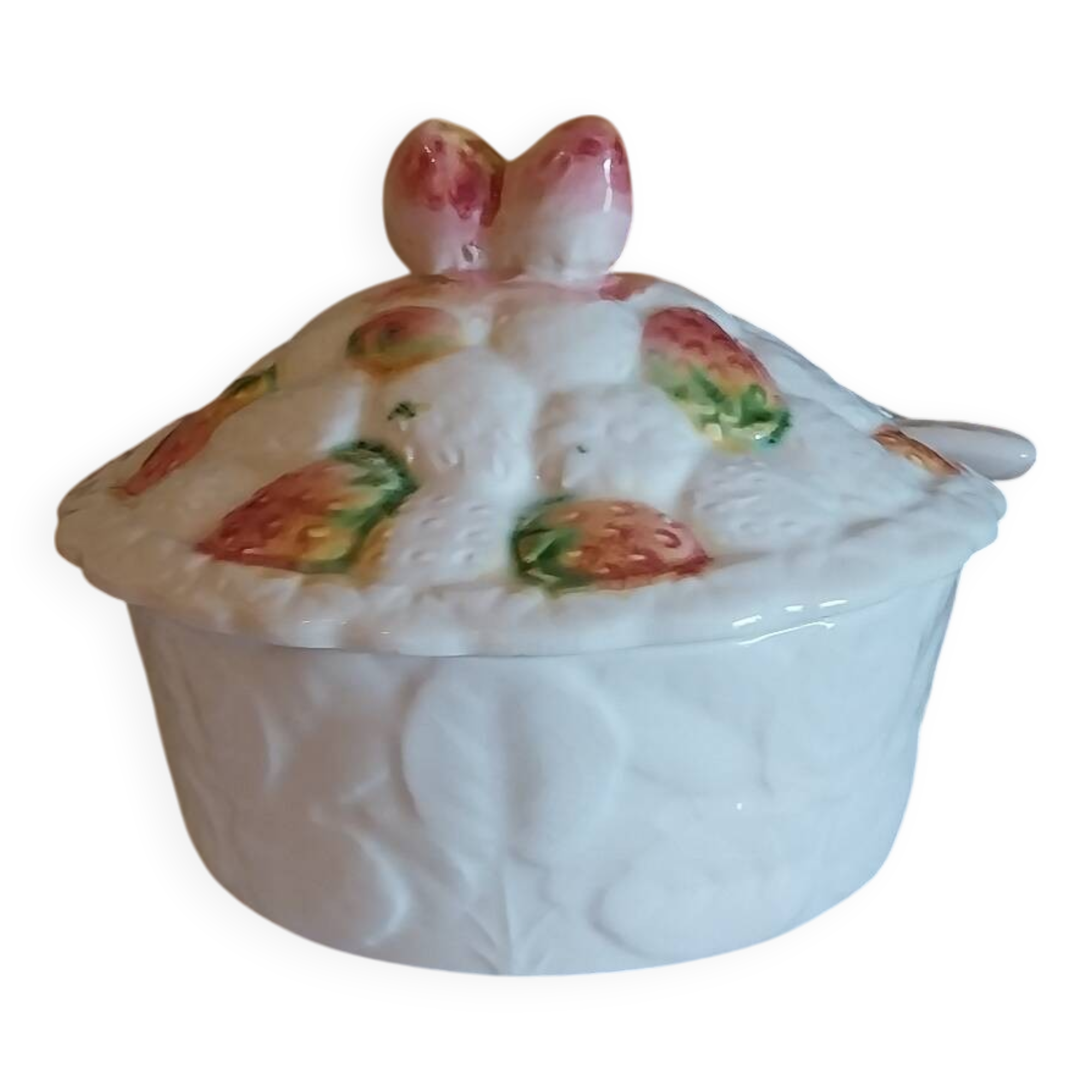 Sarreguemines slip sugar bowl