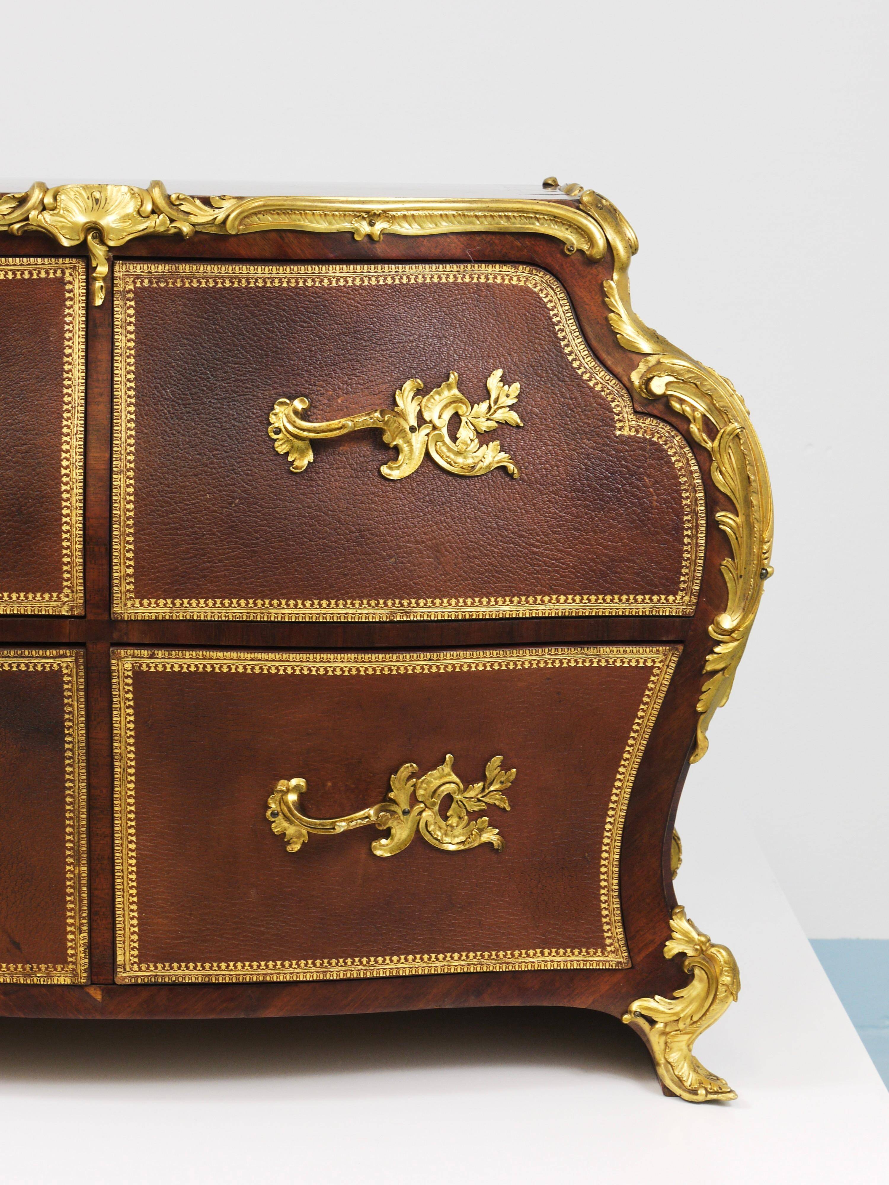 G. Durand Louis XV Bombe Commode, Marquetry, Gilt Bronze, 1880, Paris, France
