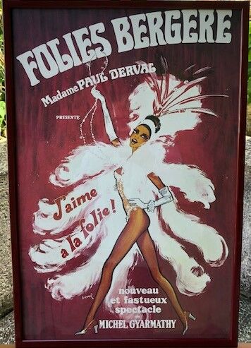 Original period poster, entiled, framed Cabaret Parisien Folies Bergères