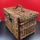 Rare antique wicker picnic basket with iron closures and handle