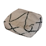 Housse de pouf berbère béni ouarain 100% laine blanche à losanges