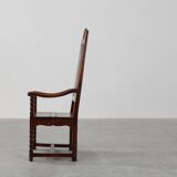 18th Century Liège Armchair in hand carved Oak, Belgium