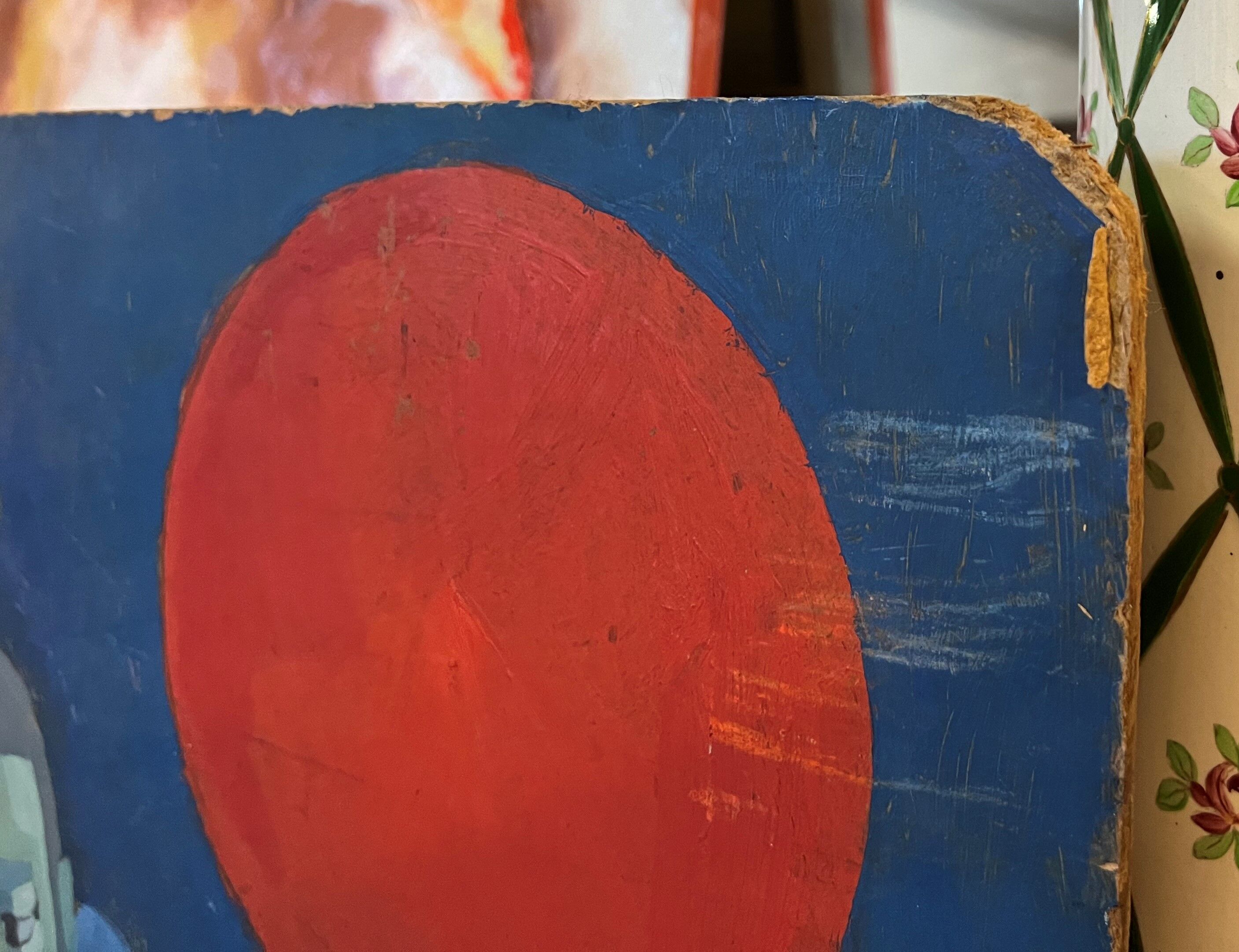 Huile sur panneau: tableau religieux moderniste signé Pascal