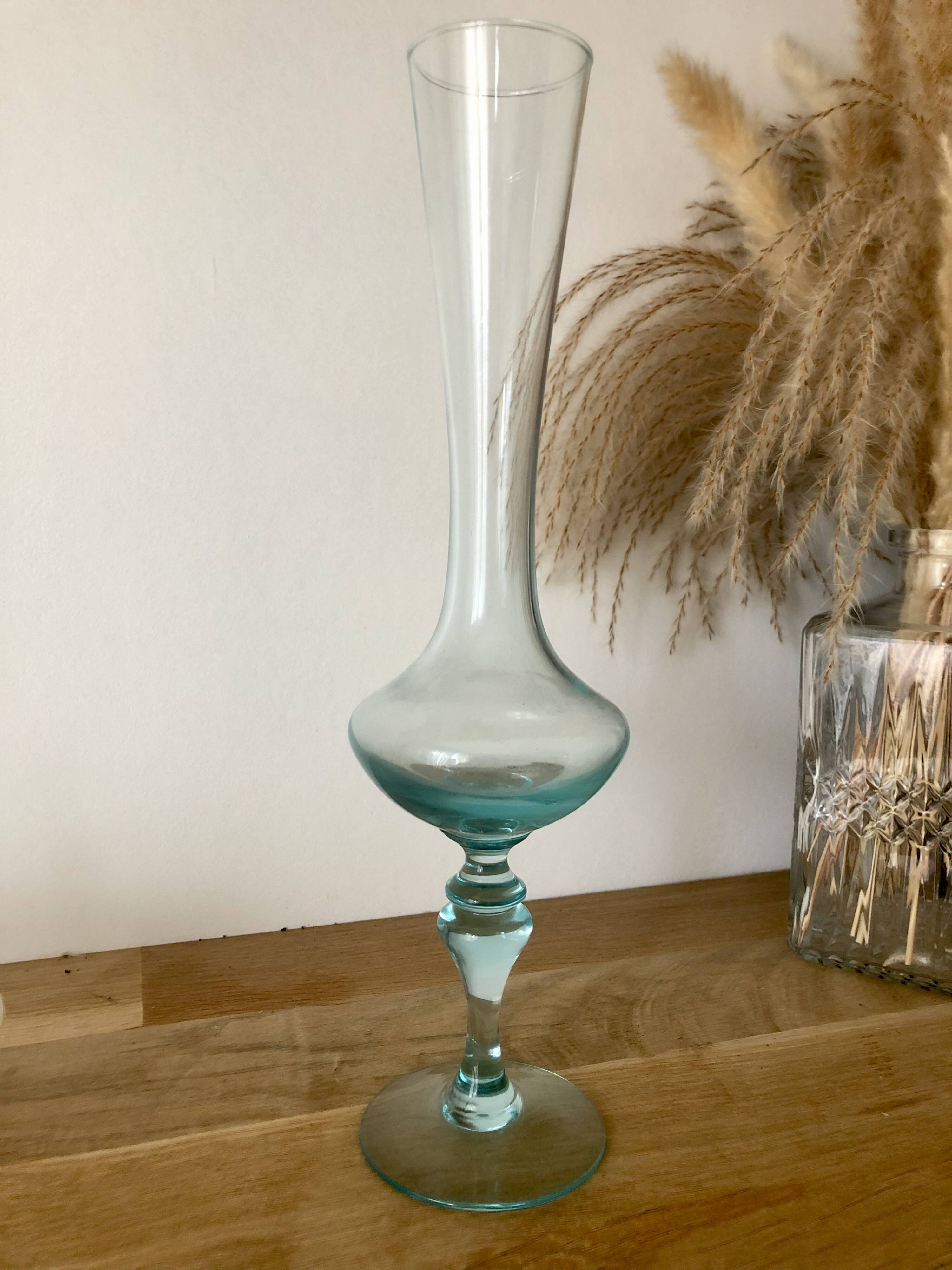 Vintage glass vase in blue tones
