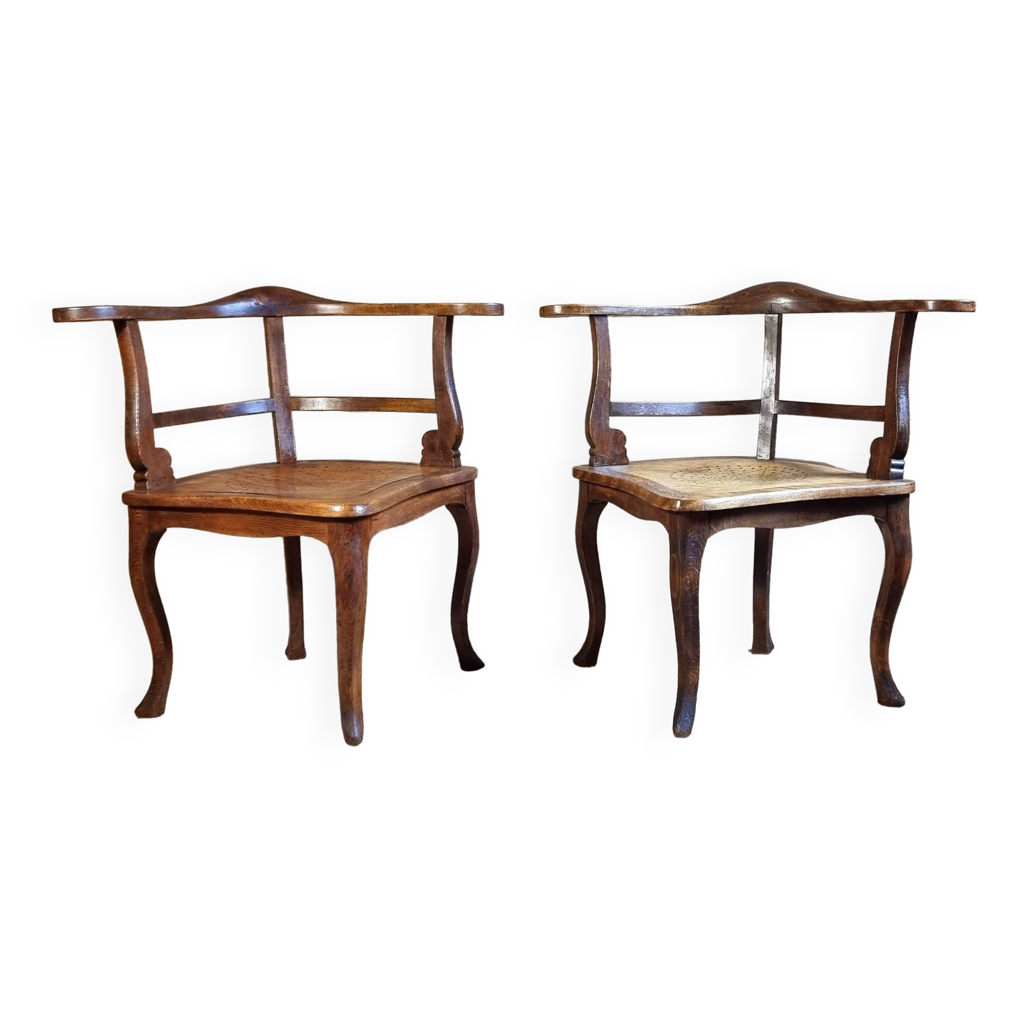 Pair of 1900 living room armchairs with bistro seating