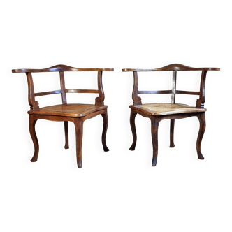 Pair of 1900 living room armchairs with bistro seating