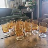 Set of 14 amber glasses – France, 1960s-1970s
