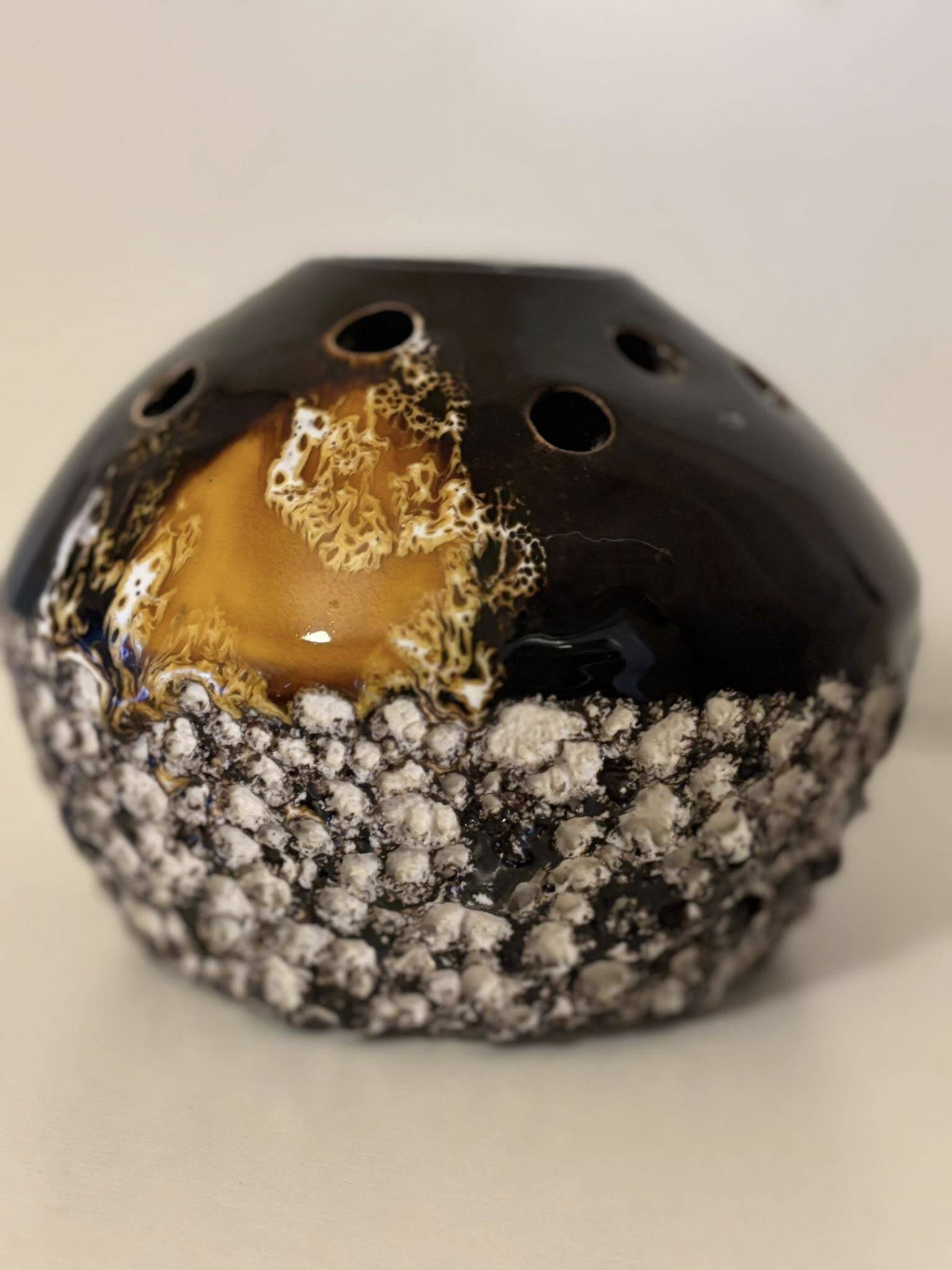 Antique Fat Lava Ceramic Flower Pick