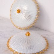 Set of 2 Italian Yellow Large Size Murano Glass Ceiling Fixture, Murano, 19