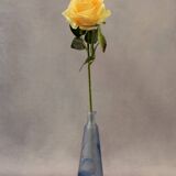Conical soliflore vase in mixed blue and white glass