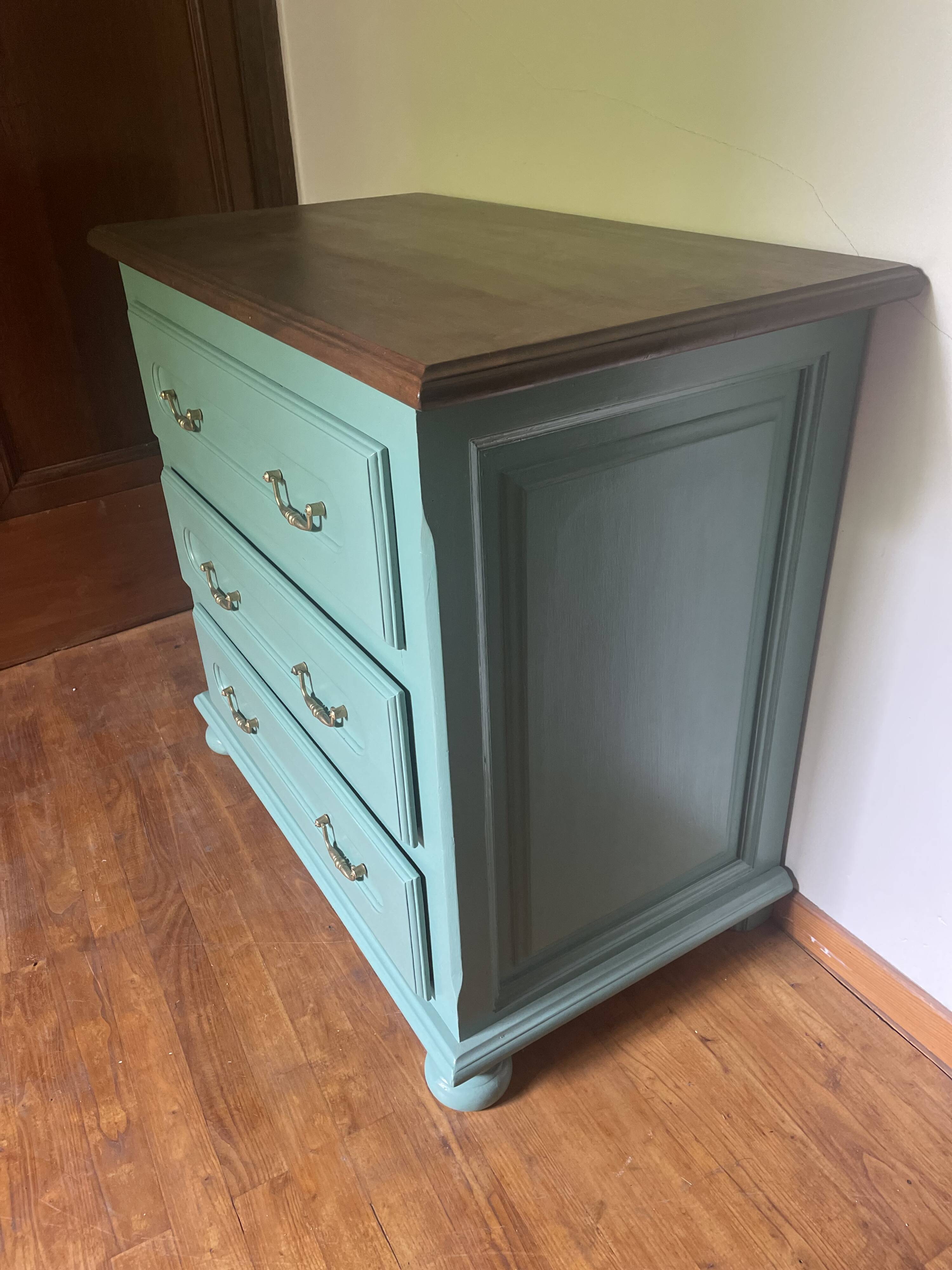 3-drawer chest of drawers in duck blue oak