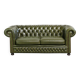 Green cow leather 2.5-seater Chesterfield sofa in English style
