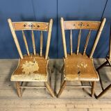 Set of four painted Dutch kitchen chairs.