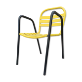 Armchair in black and yellow painted steel, circa 1950, in the style of Mallet-Stevens