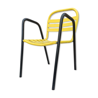 Black and yellow painted steel chair circa 1950 in the taste of Mallet Stevens