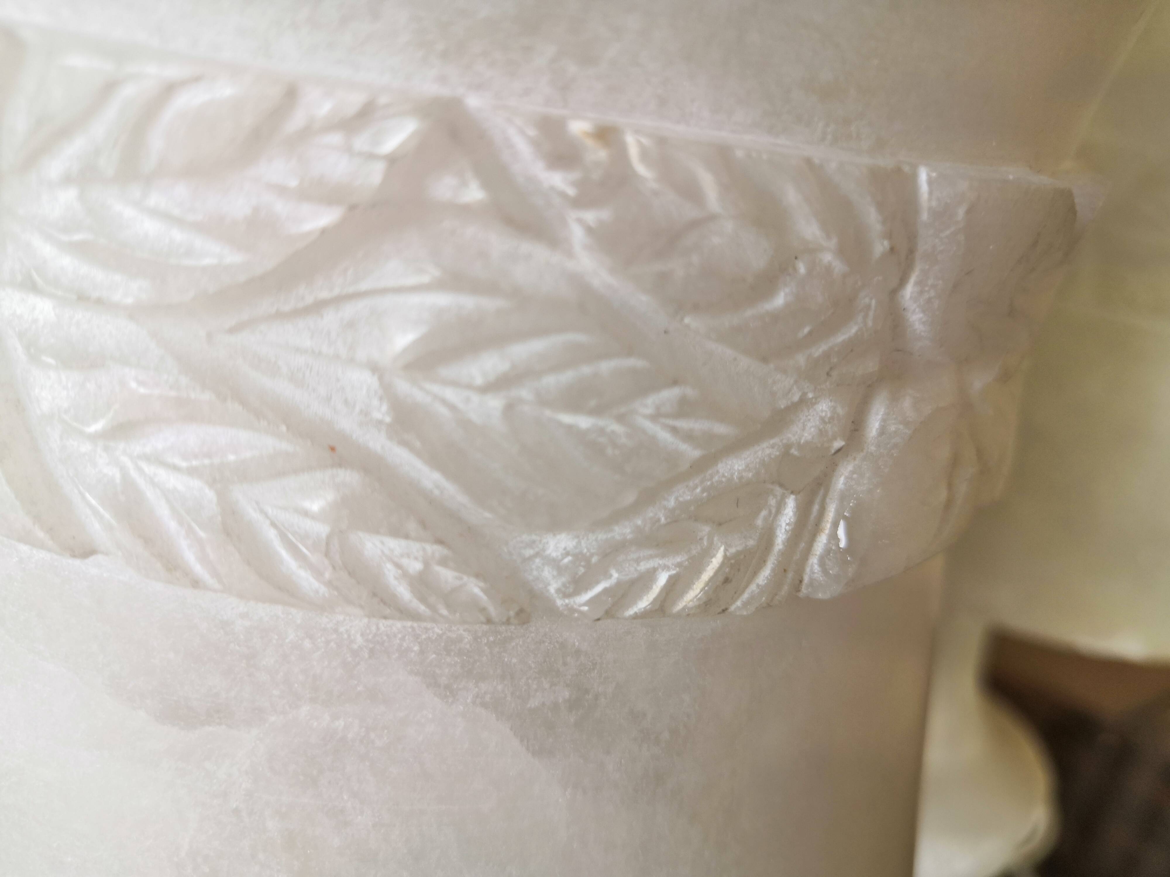 Pair of solid white alabaster lamps from the vintage 60s