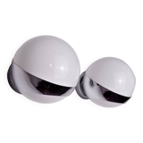 Pair of Space-age wall lights by Marca SL, white opaline, Spain, 1960