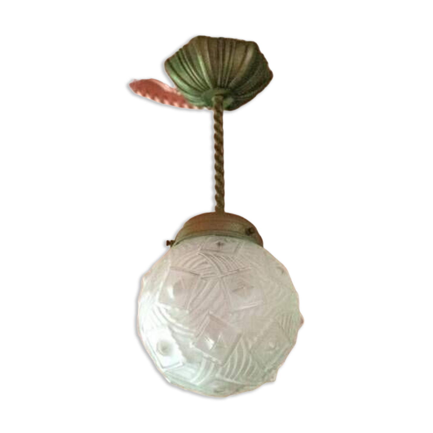 Art deco suspension, art deco molded glass ball suspension, ceiling lamp, ceiling lamp