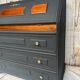 Wooden and black secretary desk
