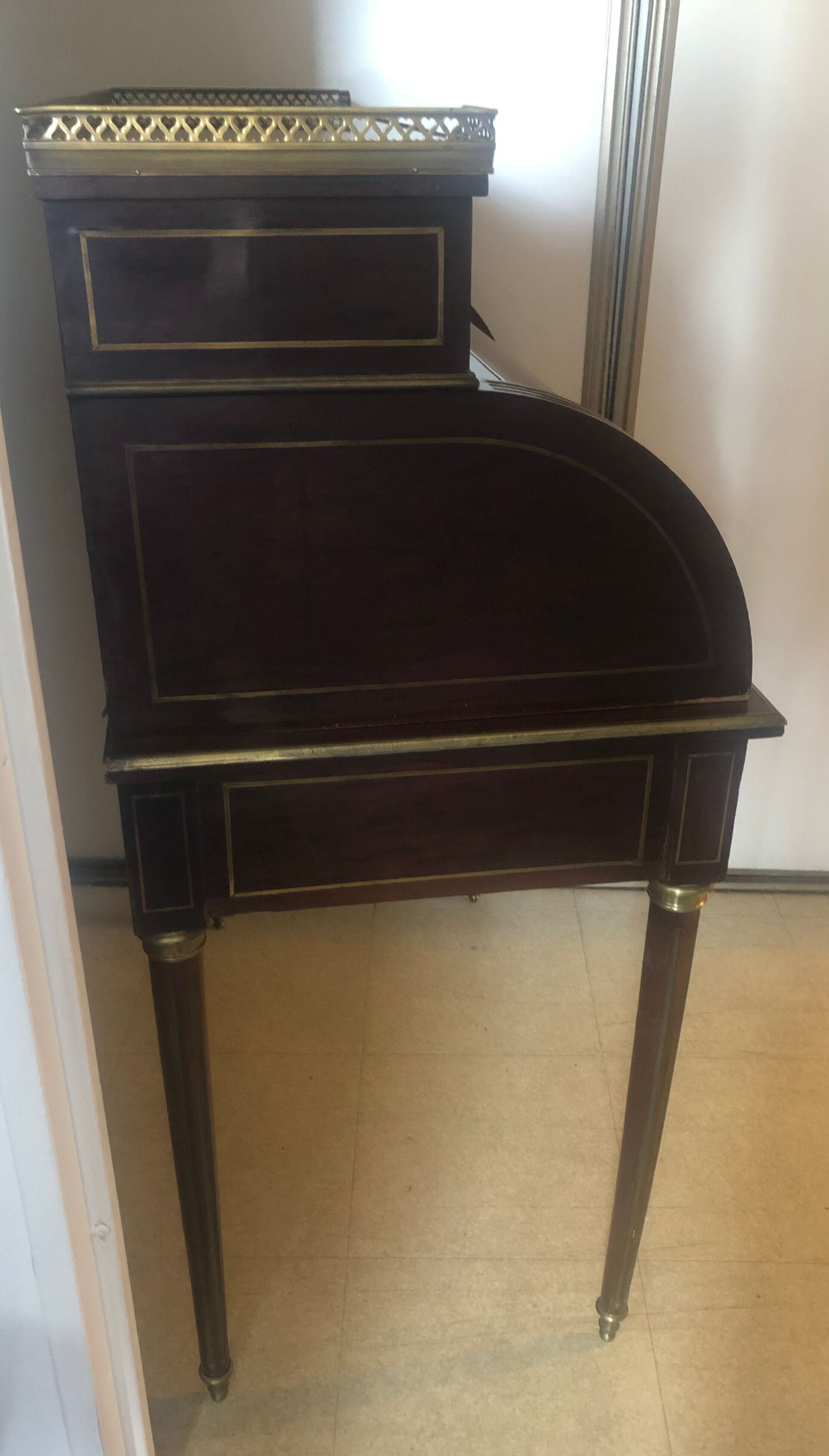 Mahogany plated cylinder desk