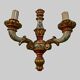Paire d'appliques Louis XV en bois sculpté et polychrome – XIXe
