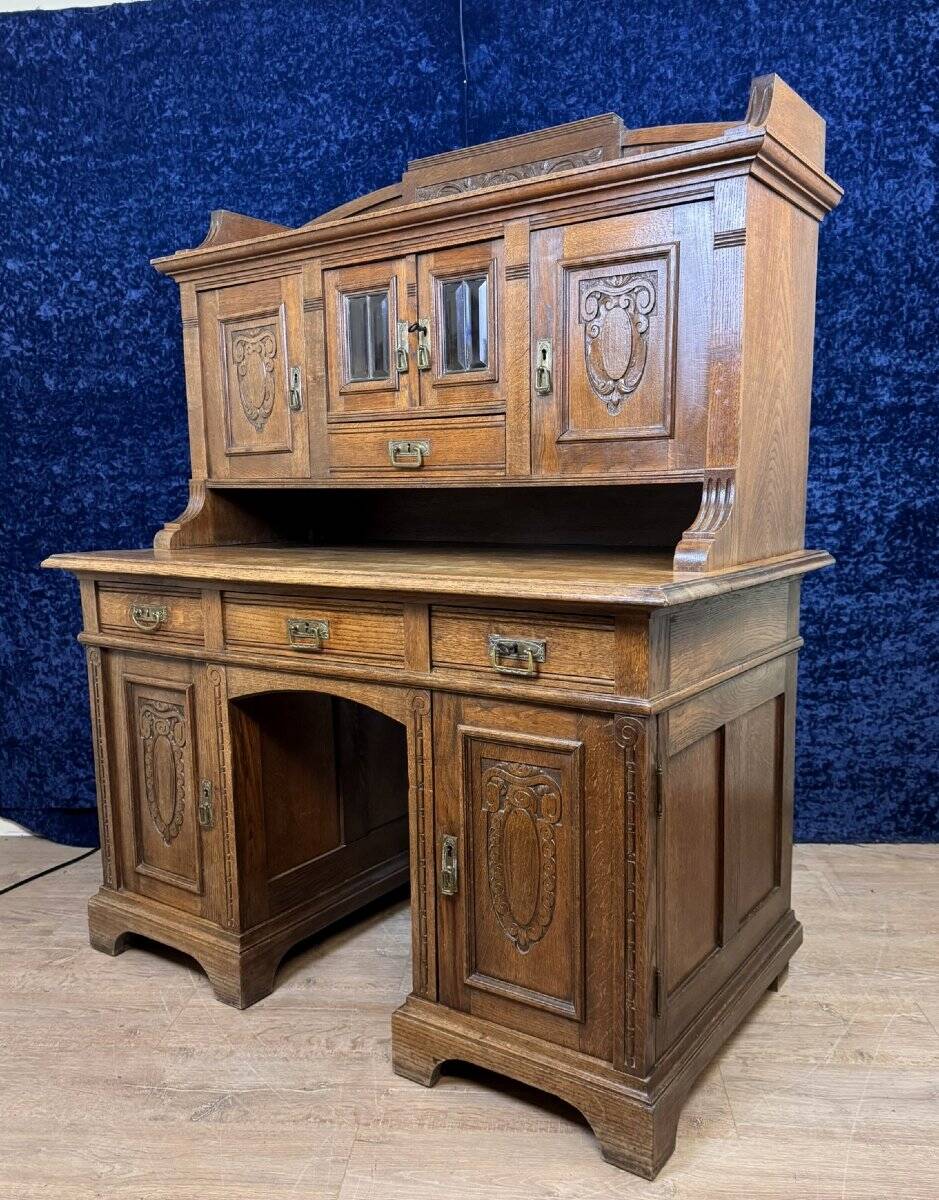 Art Nouveau period stepped desk in carved oak circa 1900