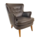 Armchair Artifort model Theo Ruth black leather skaï